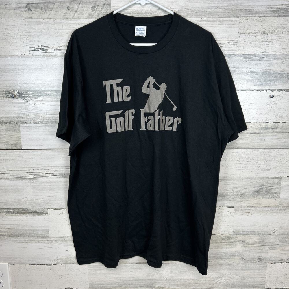 The Golf Father Black Port & Co Shirt Mens Size XL Godfather Movie Fathers Day